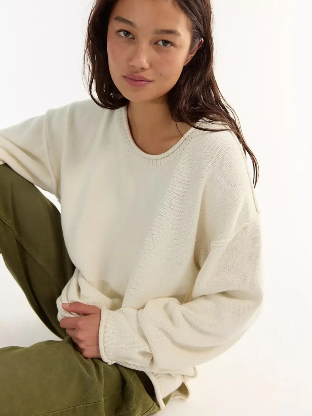 ☀️ We The Free Free People Ella Roll Neck Sweater Gardenia Cream Small NWOT